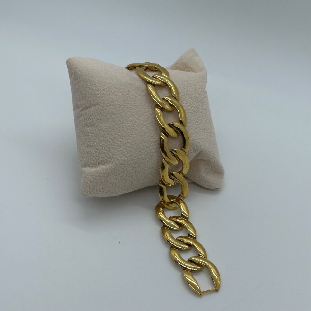 Vintage Napier Gold-tone Bracelet Chunky Curb Link 80s Designer Statement 7 in. - Picture 8 of 14